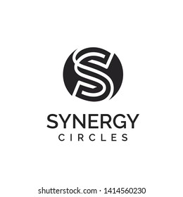 initial letter S logo circle lines black