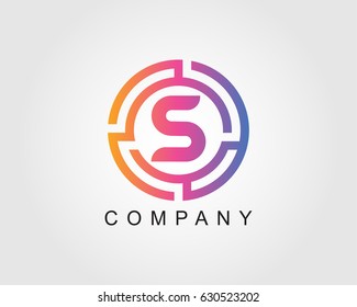Initial Letter S Logo with Circle Colorful