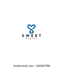 initial letter S logo with dental icon graphic, dental logo design vector 