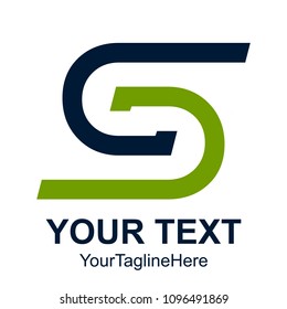 Initial letter S logo design template element colored dark blue green for business and company identity