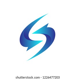 initial letter S logo design with symmetrical arrows