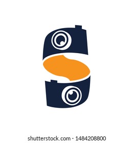 Initial letter S logo design with paper looks and two camera shapes