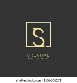 Initial letter s logo design vector dark concept with square element