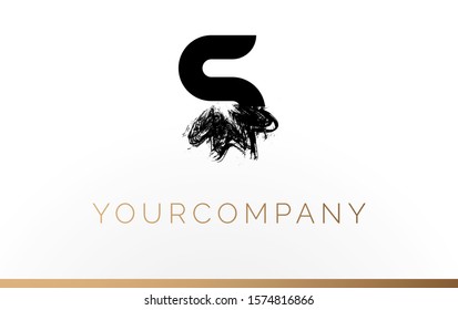 Initial Letter S Logo Design Template Element. With Brush Paint Stroke
