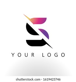 Initial Letter S Logo Design With Creative Lines and Swosh in Purple color vector template