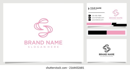 initial letter S logo design template with line art style