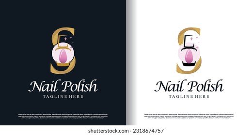 initial letter S logo design template with nail polish icon and creative concept premium vector