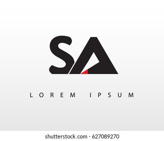 Initial Letter S A Logo Design Vector With Red Color.
