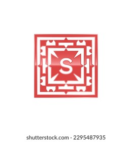Initial letter S logo, elegant square emblem pattern.
