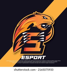 Initial letter S logo esport design, Panther esport logo design, Tiger mascot sport logo design