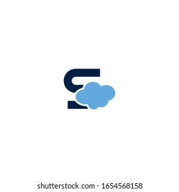 Initial letter s logo with flat cloud element. Creative design template can be used for web, mobile design, company and icon. Vector illustration idea in lowercase isolated on white background.