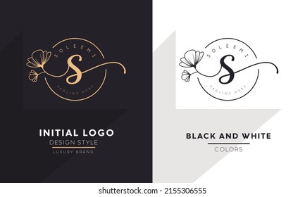 initial letter s logo, flower handwriting logo design, vector logo for women beauty, salon, massage, cosmetic or spa brand.