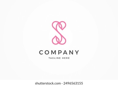 Initial Letter S Logo, letter S with heart combination, usable for business, beauty care, spas and salons company logos, vector illustration