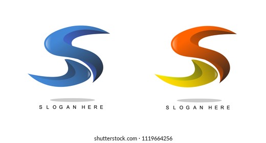 Initial letter S Logo icon vector illustration orange and blue color