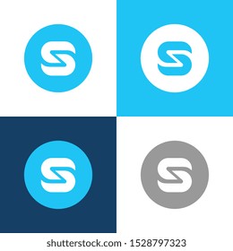Initial letter S logo icon, inside blue circle shape, vector illustration design