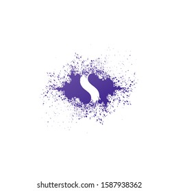 Initial  Letter S Logo Icon Abstract  Ink Splatter. Purple  splash  with hidden letter logo icon vector design concept