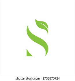 Initial Letter S Logo with leaves.