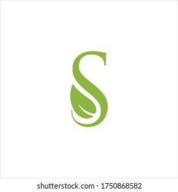 Initial Letter S Logo with leaves.