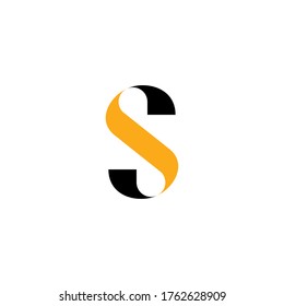 initial letter S logo, line art style design template