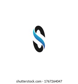 initial letter S logo, line art style design template