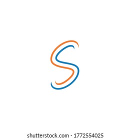 initial letter S logo, line art style design template