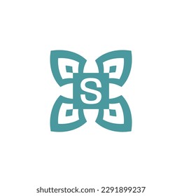 Initial letter S logo ornamental natural emblem pattern frame