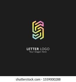 initial letter s logo with rainbow gradient colors style