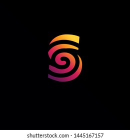 Initial Letter S Logo with Spiral Element