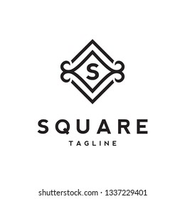 initial letter s logo with square or rhombus vector illustration