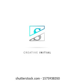 initial letter s logo with square element, design vector gradation color template