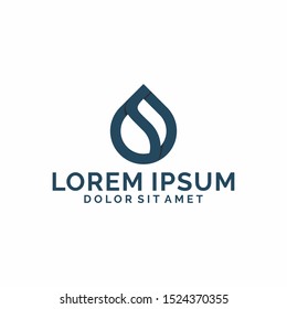Initial letter S logo template with oil or water drop symbol in flat design monogram illustration