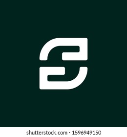 Initial letter S logo template with two hand line art simplicity illustration in flat design monogram symbol