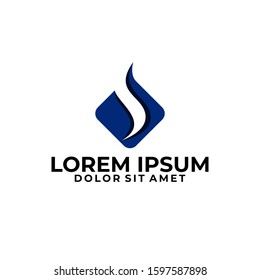 Initial letter S logo template with blue flame illustration in flat design pictogram symbol