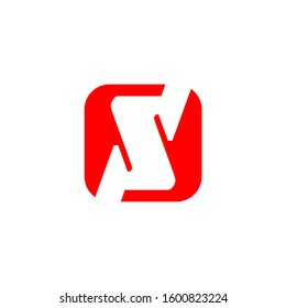 Initial letter S logo template with rounded square negative space illustration in flat design monogram symbol