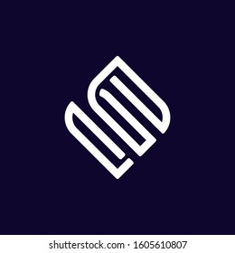 Initial letter S logo template with simple geometric line art in illustration flat design monogram symbol