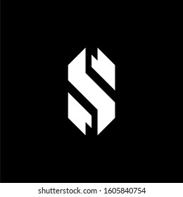 Initial letter S logo template with geometric sporty bold line art illustration in flat design monogram symbol