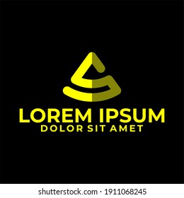 Plantilla del logotipo de la letra inicial S con ilustración geométrica de la línea de tienda en un símbolo de monograma de diseño plano