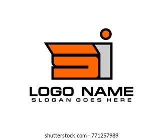 Initial letter S & I logo template vector