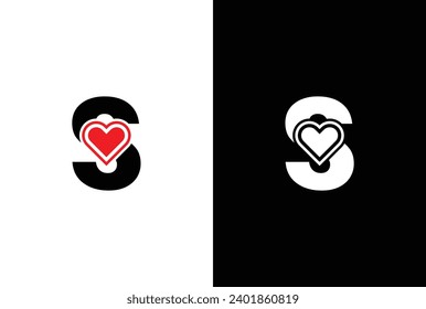 Initial Letter S Love Logo Design. Letter S Valentine logos vector, modern logo, Logo Designs Vector Illustration Template.