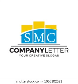 Initial Letter S M C with Bar Chart Marketing Design Logo