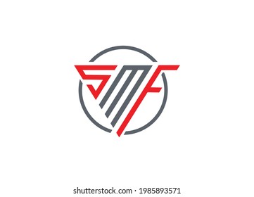 Initial Letter S M F triangle monogram modern logo Red and Gray
