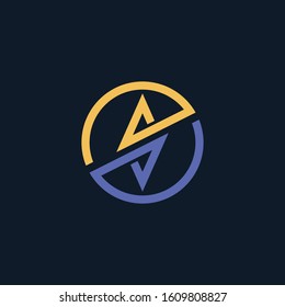 Initial letter S minimalist art logo with  circle concept. creative minimal logo icon design  with letter S A V .  - VECTOR