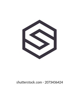 Letra inicial S Vector de diseño de logotipo de hexágono monograma