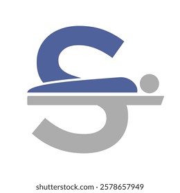Initial Letter S MRI Symbol Of Medical MRI Procedure Vector Template. Tomography Sign