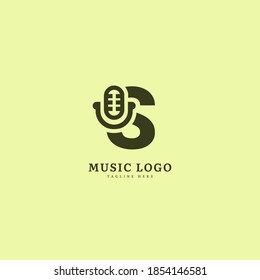 Initial letter S. Music microphone logotype. Elegant music sound logo fit for business and music event. Vector logo design.