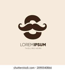 Initial Letter S Mustache Logo Design Vector Icon Graphic Emblem Illustration