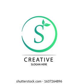 Initial Letter S Nature Leaf Logo For Company