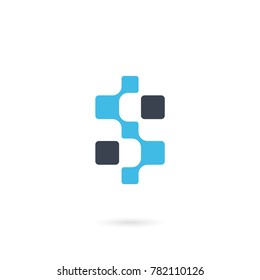 Initial Letter S. Neuron Technology logo. Integrate technology