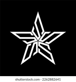 Initial letter S or number 5 logo template with geometric sacred star line art illustration in flat design monogram symbol