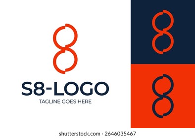 initial letter S and number 8 or double initial letter S with infinity logo design template..